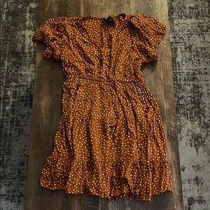 Angie Rust and White Polka Dot Dress